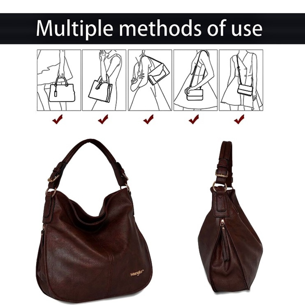 Leather Purses & Handbags Hobo Crossbody Bags Women,by Johnny Moon for Wrangler - Picture 2 of 8